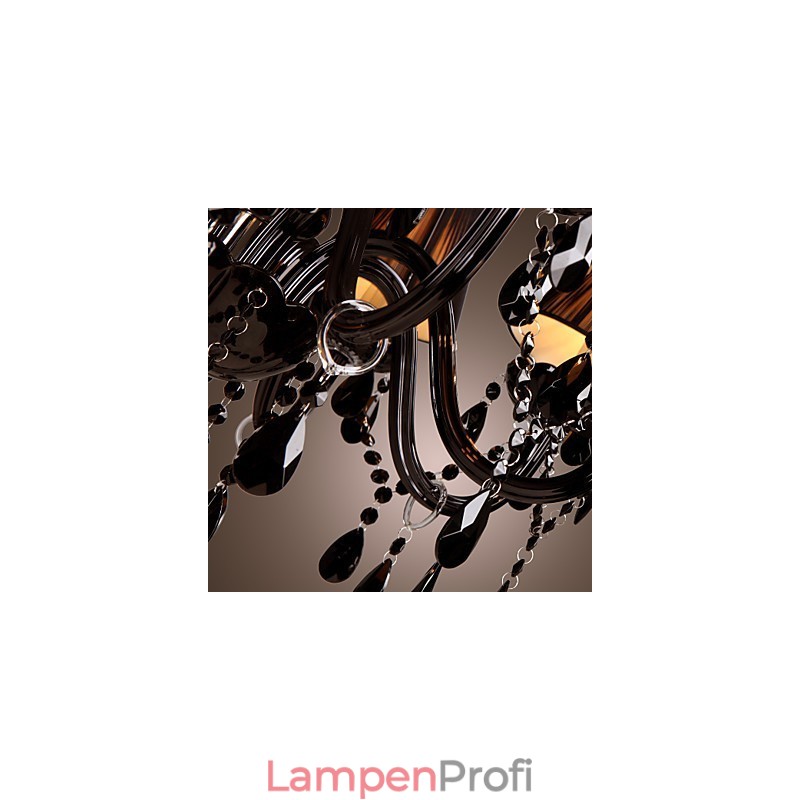 Kronleuchter Luxus Modern Schwarz Kristall Wohnzimmer 8 Lichter