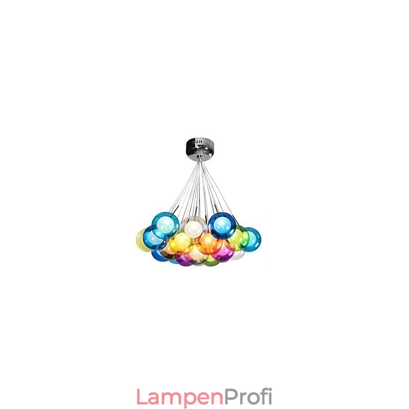 Moderne Bubble Globe Pendelleuchte aus farbigem Glas mit 19 Lichtern