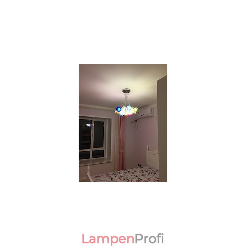 Moderne Bubble Globe Pendelleuchte aus farbigem Glas mit 19 Lichtern