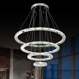 Moderne Pendelleuchte aus klarem Kristall, Deckenleuchter, Lampe mit D100CM + D80CM + D60CM + D40CM