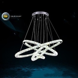 Moderne Pendelleuchte aus klarem Kristall, Deckenleuchter, Lampe mit D100CM + D80CM + D60CM + D40CM