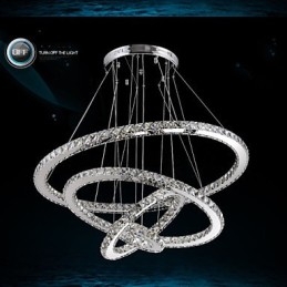 Moderne Pendelleuchte aus klarem Kristall, Deckenleuchter, Lampe mit D100CM + D80CM + D60CM + D40CM