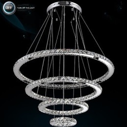 Moderne Pendelleuchte aus klarem Kristall, Deckenleuchter, Lampe mit D100CM + D80CM + D60CM + D40CM