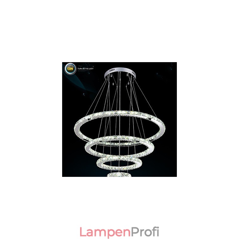 Moderne Pendelleuchte aus klarem Kristall, Deckenleuchter, Lampe mit D100CM + D80CM + D60CM + D40CM