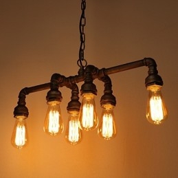 Edison Retro Loft Stil Vintage Industrielle Anhänger Licht Metall Wasser Rohr Leuchte Lampara Colgantes