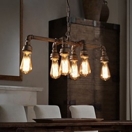 Edison Retro Loft Stil Vintage Industrielle Anhänger Licht Metall Wasser Rohr Leuchte Lampara Colgantes