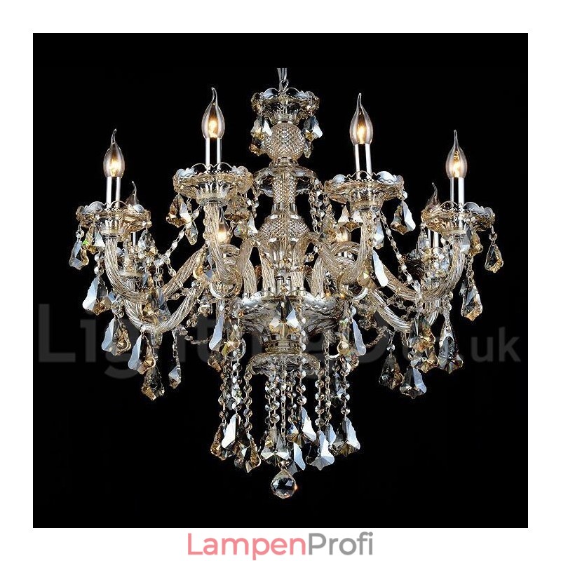 Retro Cognac Farbe K9 Kristall Moderner Kronleuchter mit 8 Lichtern