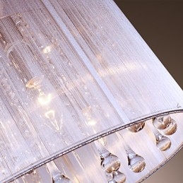 Moderne zeitgenössische Trommel Kristall Galvanisierte Metall Pendelleuchte