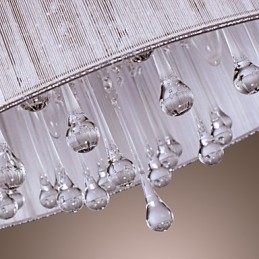 Moderne zeitgenössische Trommel Kristall Galvanisierte Metall Pendelleuchte