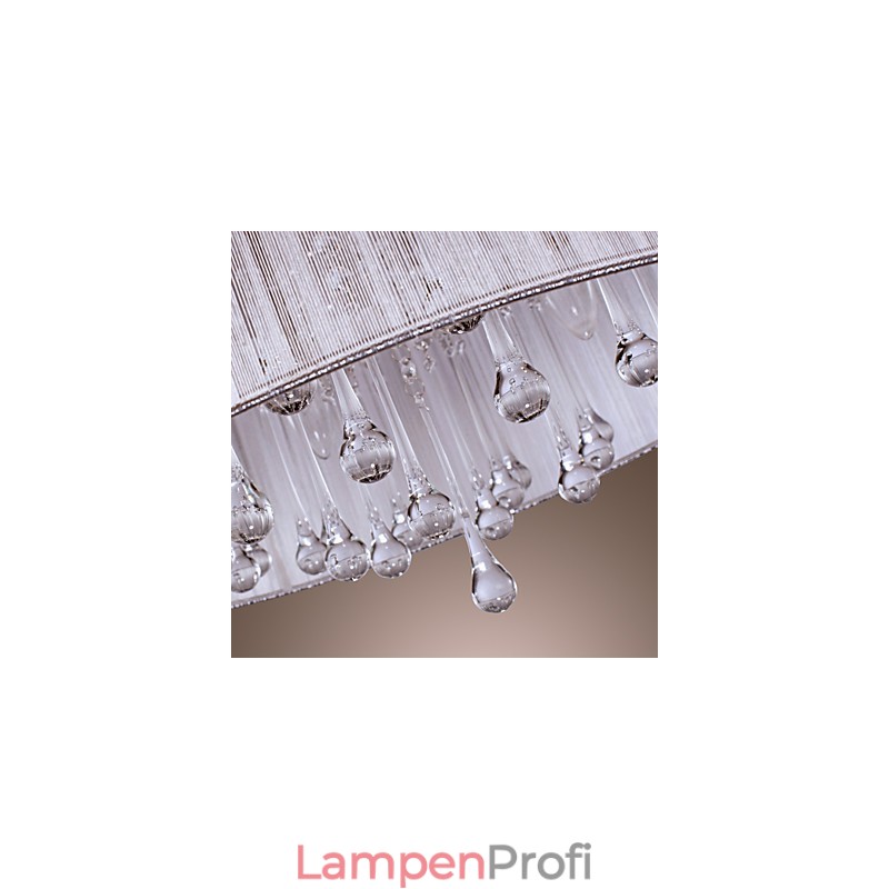 Moderne zeitgenössische Trommel Kristall Galvanisierte Metall Pendelleuchte