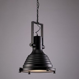 Schwarze Retro-Hängelampe aus Eisen und Glasschirm