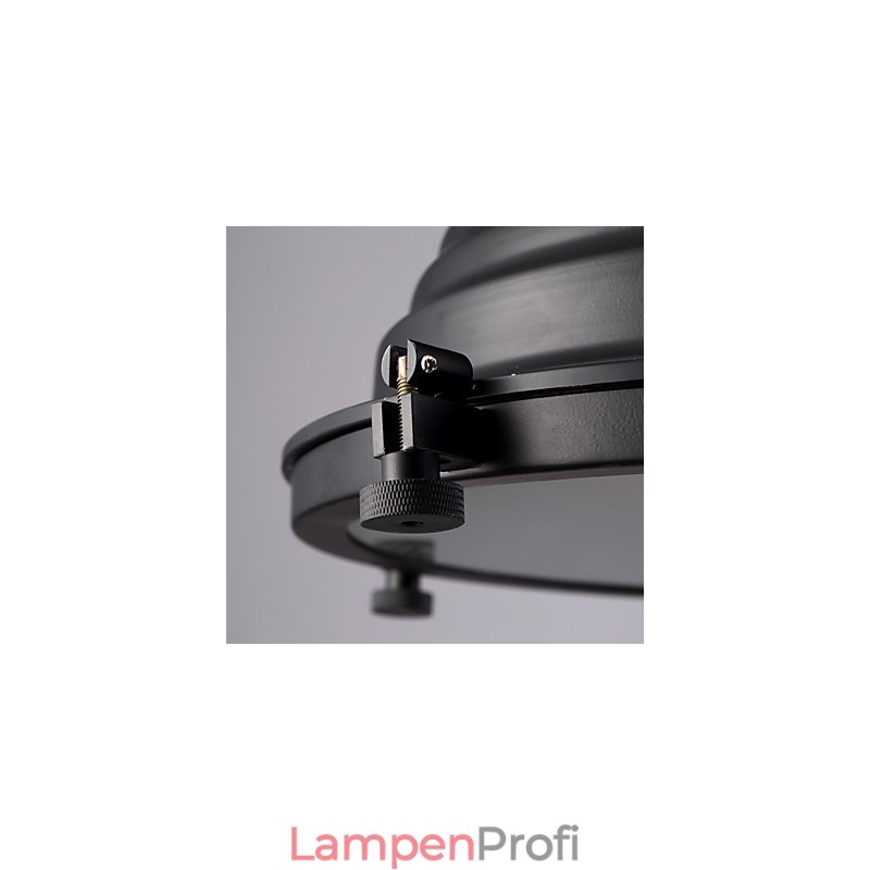 Schwarze Retro-Hängelampe aus Eisen und Glasschirm