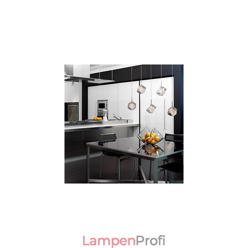 Moderne zeitgenössische Insel Kristall Chrom Pendelleuchte