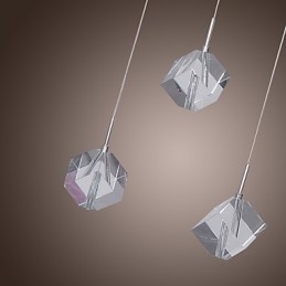 Moderne zeitgenössische Insel Kristall Chrom Pendelleuchte