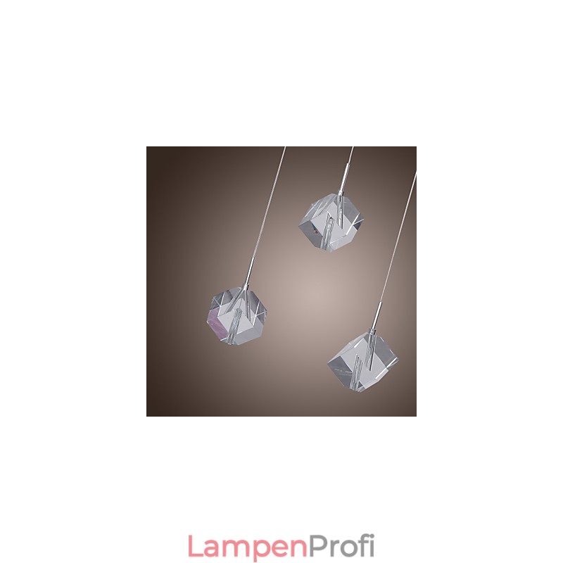 Moderne zeitgenössische Insel Kristall Chrom Pendelleuchte