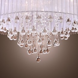 Moderne zeitgenössische Trommel Kristall galvanisierte Pendelleuchte