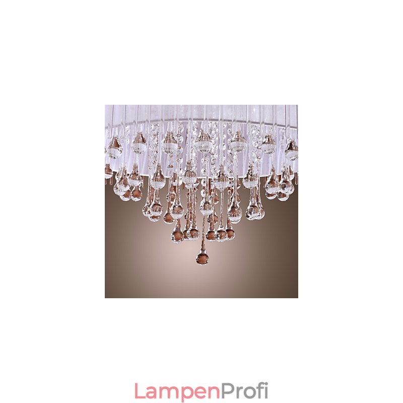 Moderne zeitgenössische Trommel Kristall galvanisierte Pendelleuchte