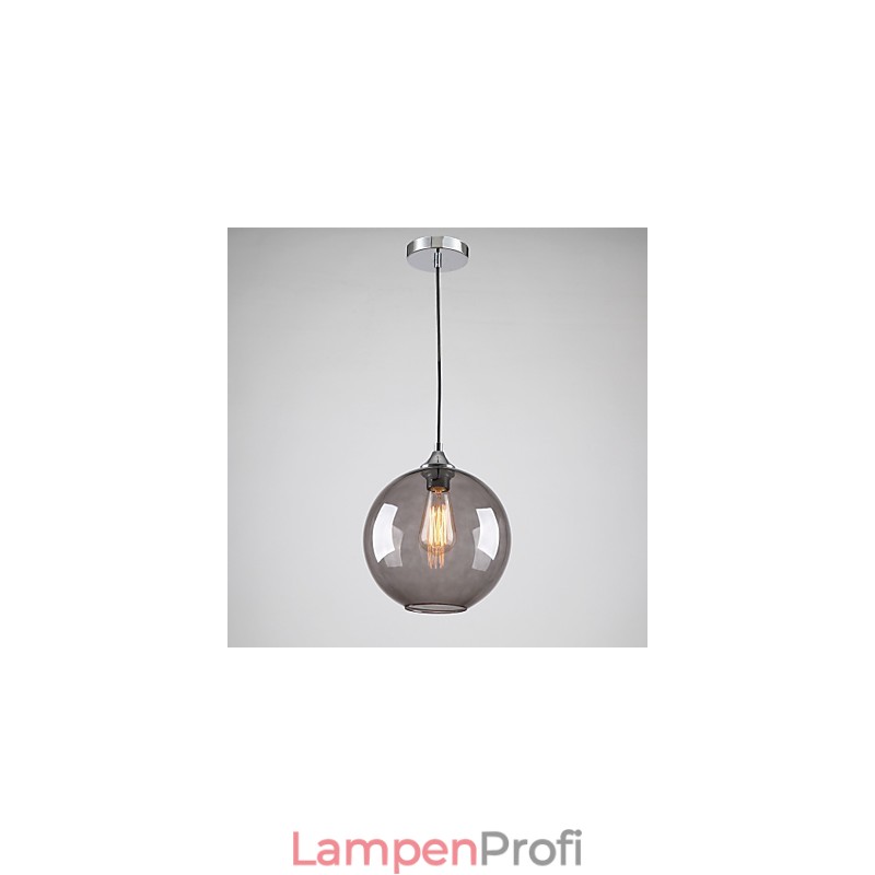 Moderne Glas-Pendelleuchte im runden rauchgrauen Blasen-Design