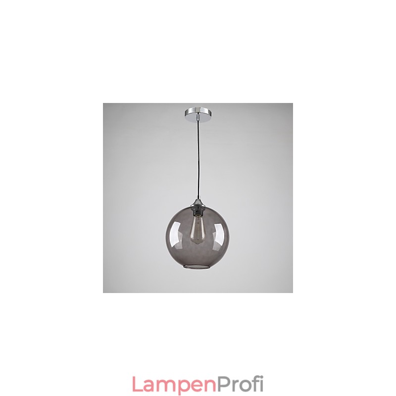 Moderne Glas-Pendelleuchte im runden rauchgrauen Blasen-Design