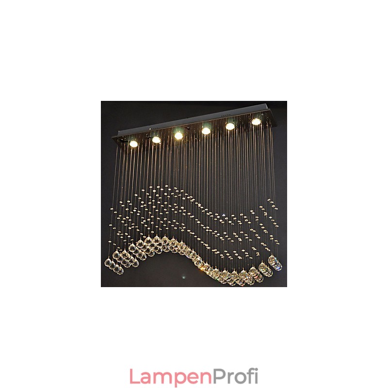 Pendelleuchte 6 Lichter Moderne Silber Canpoy Transparent Crystal Waves Deckenleuchten
