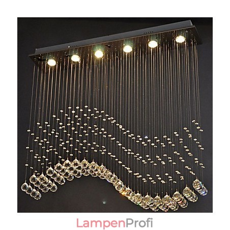 Pendelleuchte 6 Lichter Moderne Silber Canpoy Transparent Crystal Waves Deckenleuchten Pendelleuchte 6 Lichter Moderne Silber Canpoy Transparent Crystal Waves Deckenleuchten