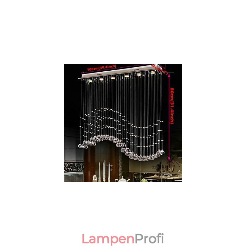 Pendelleuchte 6 Lichter Moderne Silber Canpoy Transparent Crystal Waves Deckenleuchten