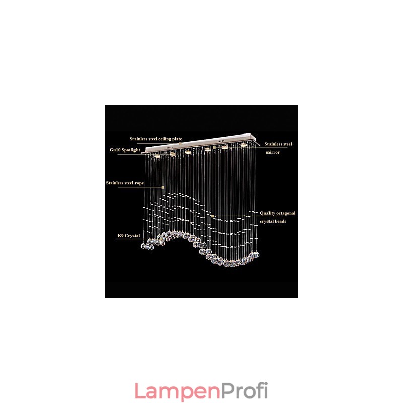 Pendelleuchte 6 Lichter Moderne Silber Canpoy Transparent Crystal Waves Deckenleuchten