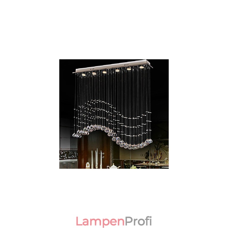 Pendelleuchte 6 Lichter Moderne Silber Canpoy Transparent Crystal Waves Deckenleuchten