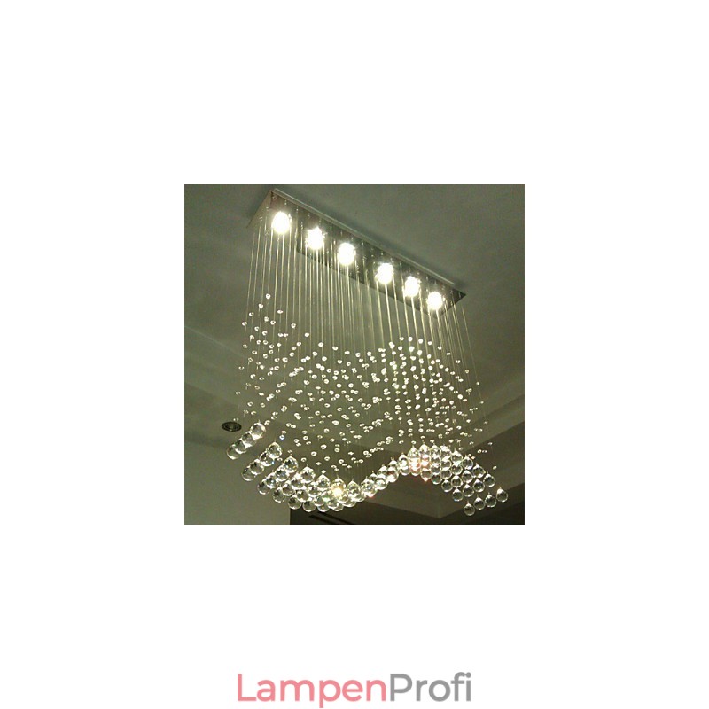 Pendelleuchte 6 Lichter Moderne Silber Canpoy Transparent Crystal Waves Deckenleuchten