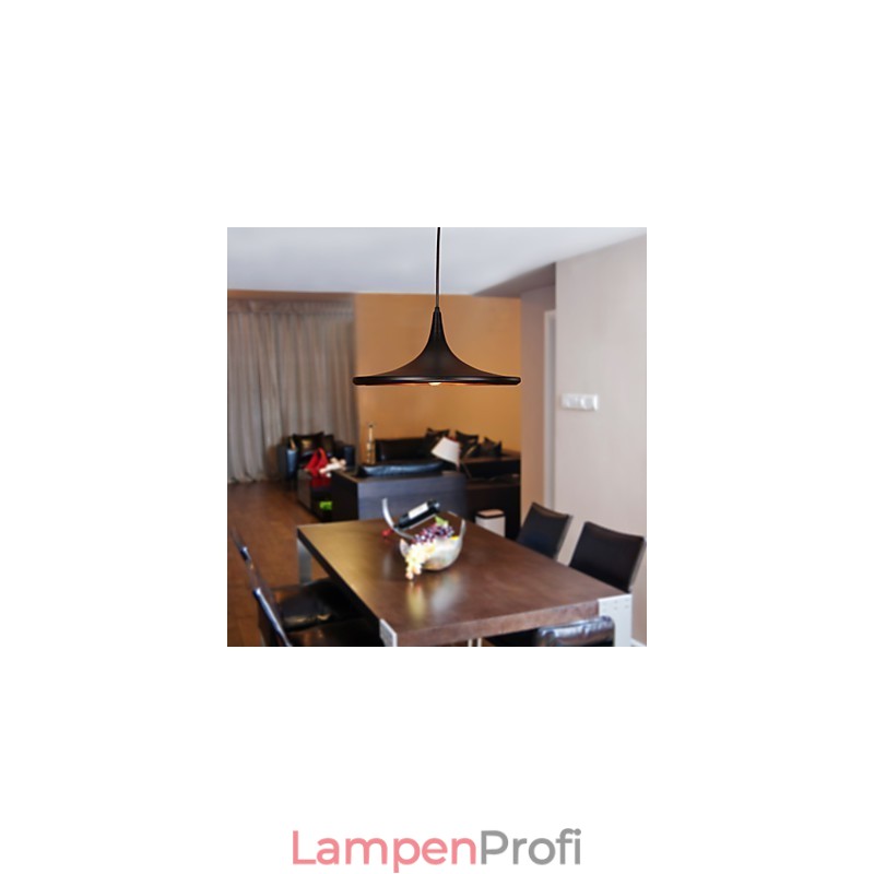 Moderne Pendelleuchte aus Aluminium mit schwarzem Schirm