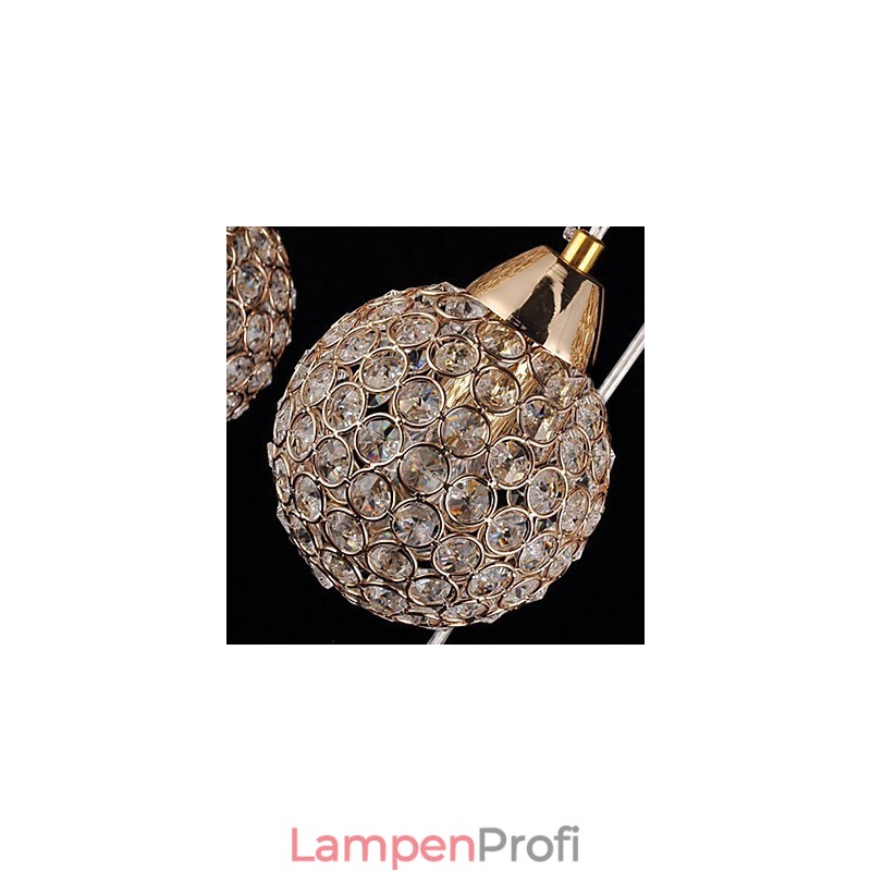 Moderne zeitgenössische Pendelleuchte aus galvanisiertem Metall mit Kugelkristallen