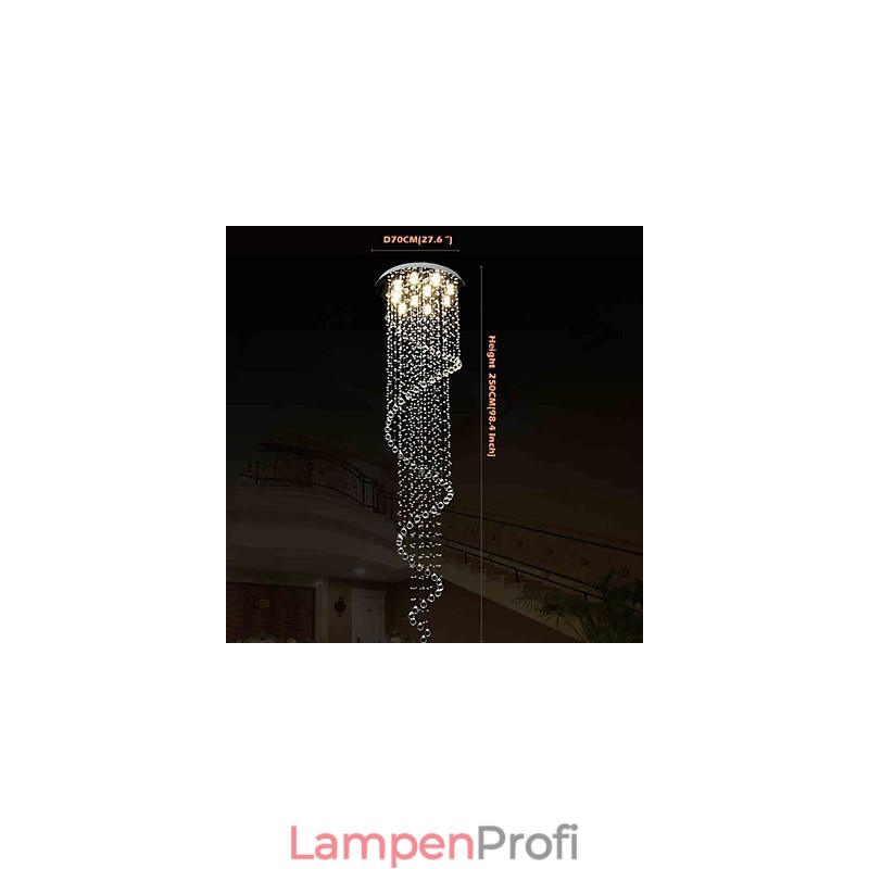 Moderne Kristall Pendelleuchte Kronleuchter Beleuchtung Lampen Leuchten mit Einzelner Spirale D70CM H250CM