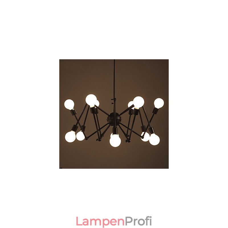 American Loft Black Lights Iron Spider Kronleuchter mit 12 Köpfen