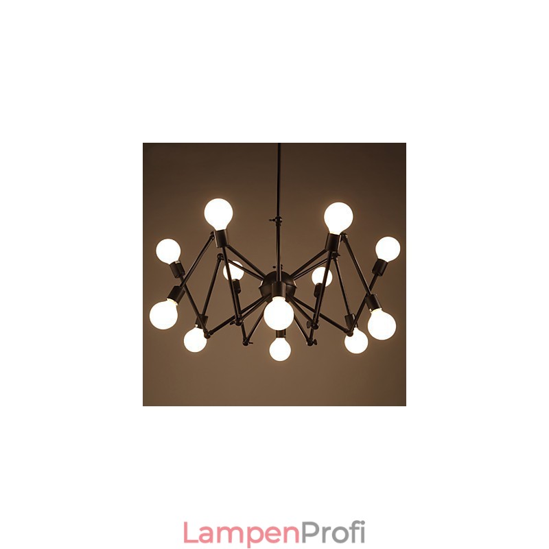 American Loft Black Lights Iron Spider Kronleuchter mit 12 Köpfen