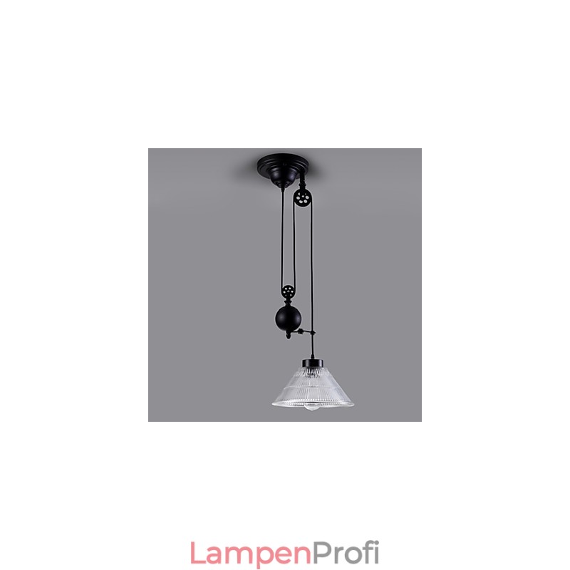 Vintage Pendelleuchte 1 Licht Insellicht Foyer-Anhänger Metall + Galss
