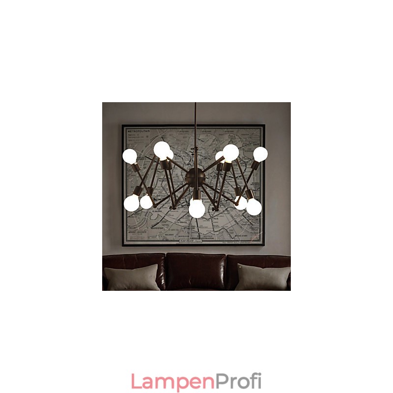 American Loft Black Lights Iron Spider Kronleuchter mit 12 Köpfen