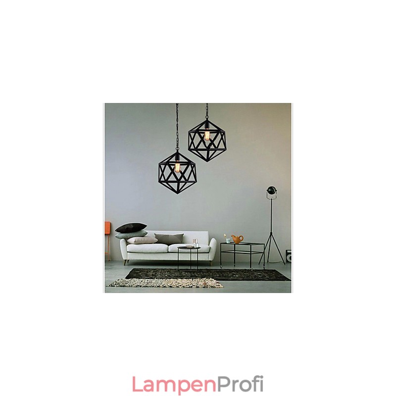 Retro Industrielle Lampe Droplight Hexaeder künstlerische Originalität Schmiedeeisen Pendelleuchte