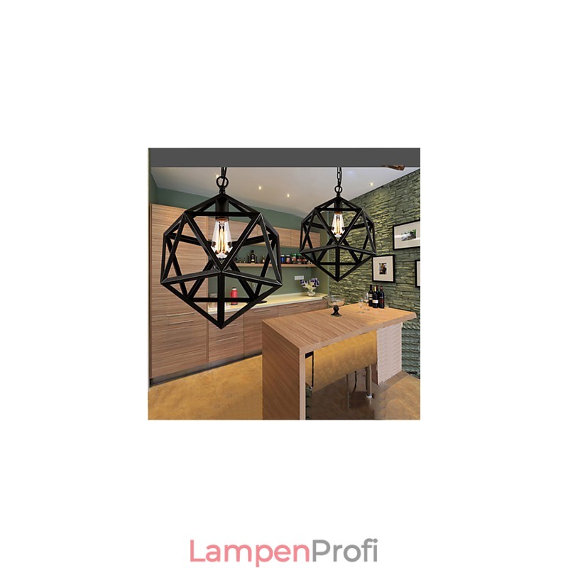 Retro Industrielle Lampe Droplight Hexaeder künstlerische Originalität Schmiedeeisen Pendelleuchte