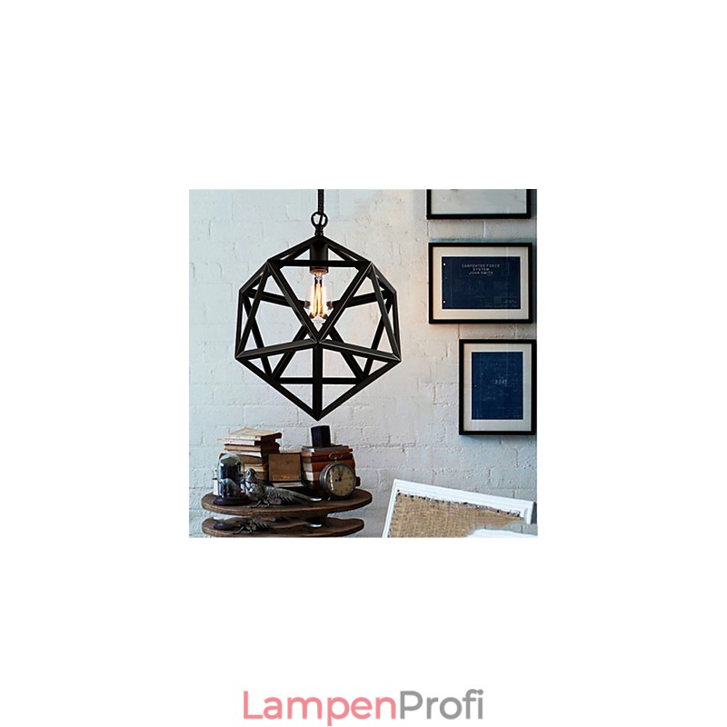 Retro Industrielle Lampe Droplight Hexaeder künstlerische Originalität Schmiedeeisen Pendelleuchte