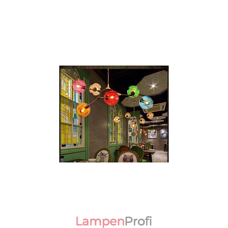 Art Color Glaskolben-Anhänger 6-flammiger Kronleuchter