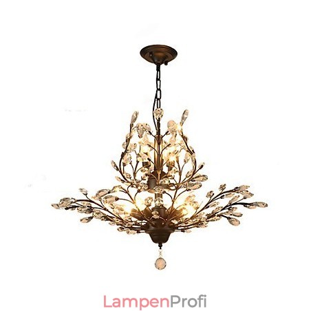 Vintage Kristall Deckenleuchte 7 Lichter Metall Malerei Schwarz ODER Gold