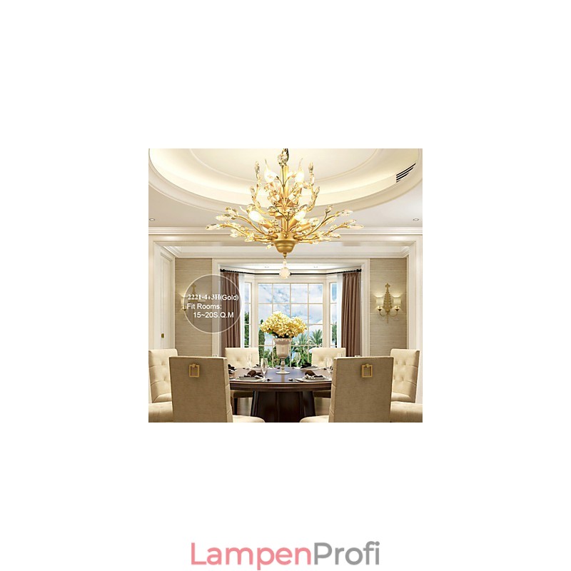 Vintage Kristall Deckenleuchte 7 Lichter Metall Malerei Schwarz ODER Gold