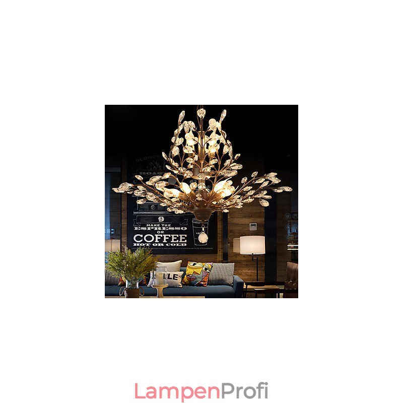 Vintage Kristall Deckenleuchte 7 Lichter Metall Malerei Schwarz ODER Gold