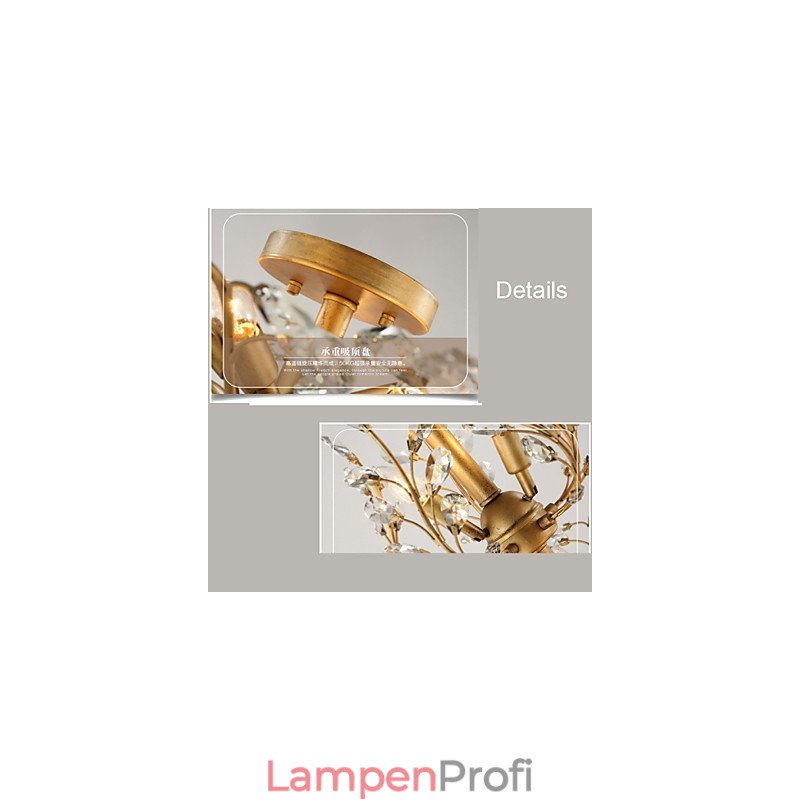 Vintage Kristall Deckenleuchte 7 Lichter Metall Malerei Schwarz ODER Gold