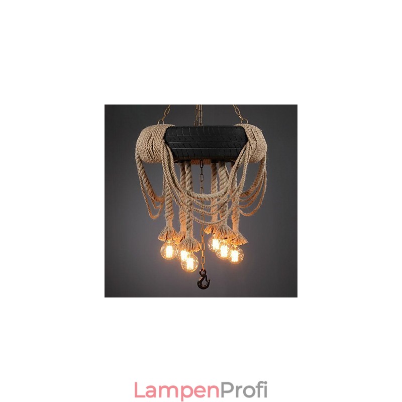 Hängelampe aus Kunststoff im Vintage-Stil mit Malerei