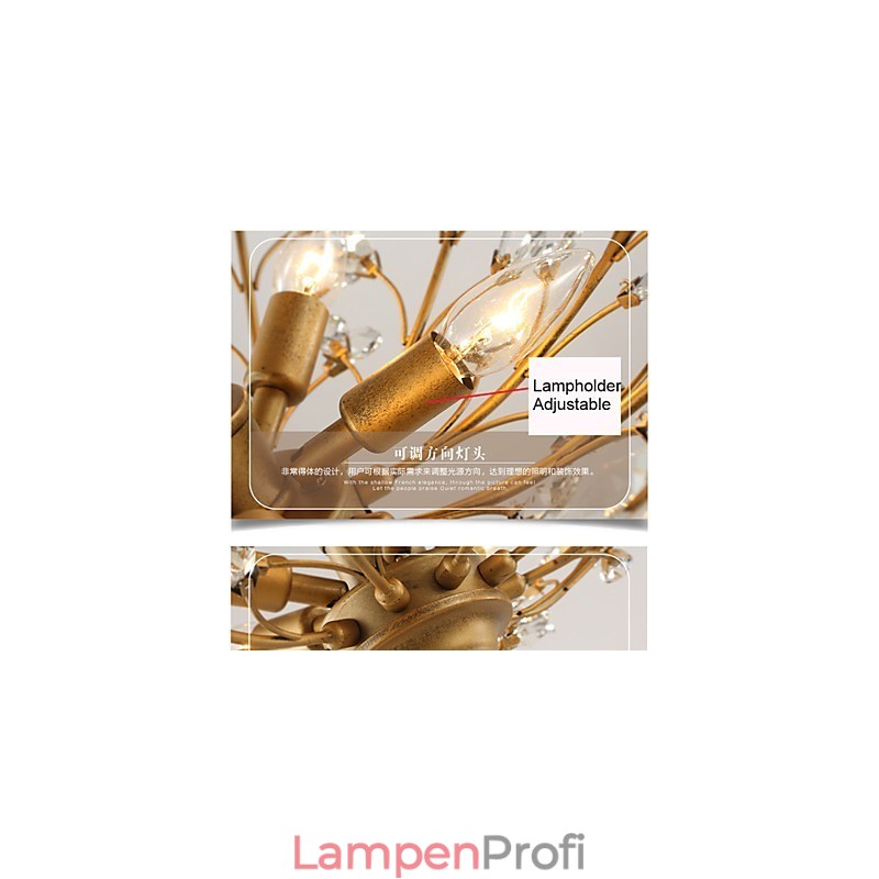 Vintage Kristall Deckenleuchte 7 Lichter Metall Malerei Schwarz ODER Gold