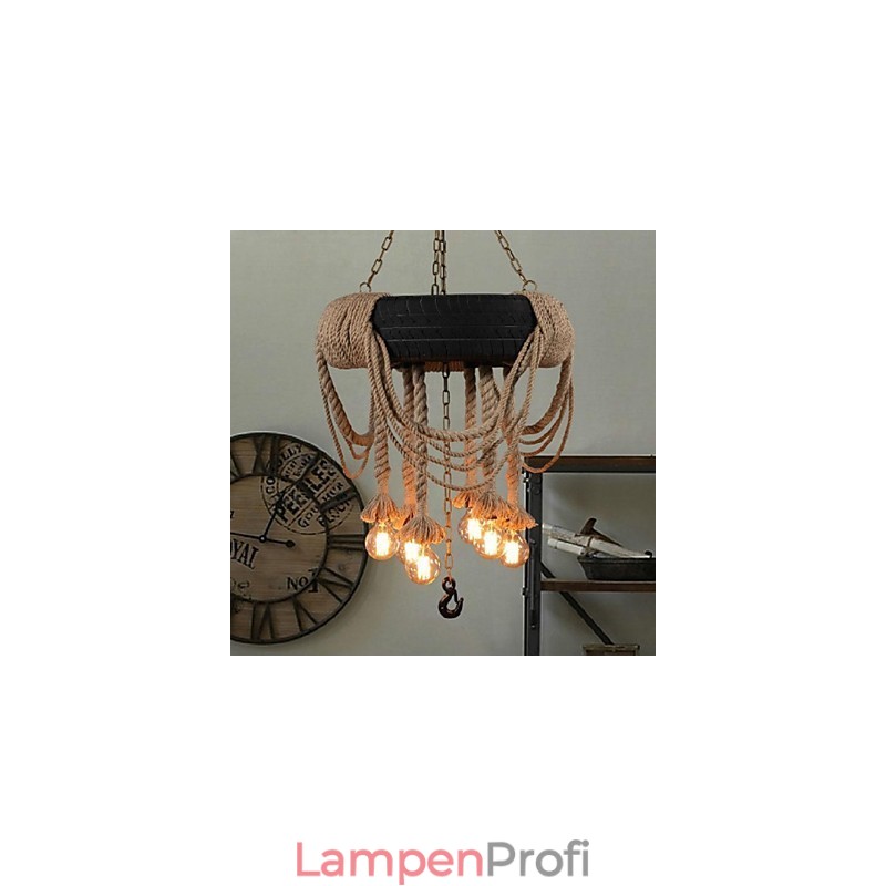Hängelampe aus Kunststoff im Vintage-Stil mit Malerei