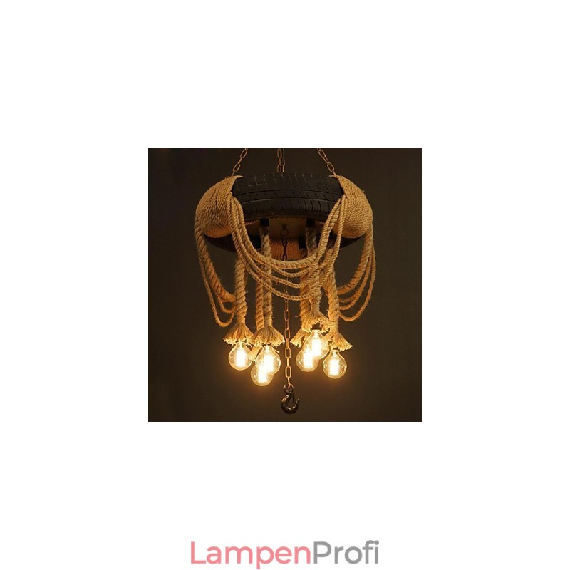Hängelampe aus Kunststoff im Vintage-Stil mit Malerei