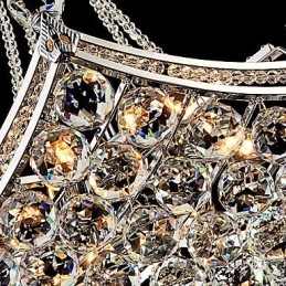 Moderne zeitgenössische Pendelleuchte aus galvanisiertem Metall mit Kristallen