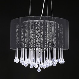 Trommel-Anhänger, modern, 4 Lichter, gewundener Lampenschirm, Kristall-Kronleuchter, Kronleuchter, modernes minimalistisches Design